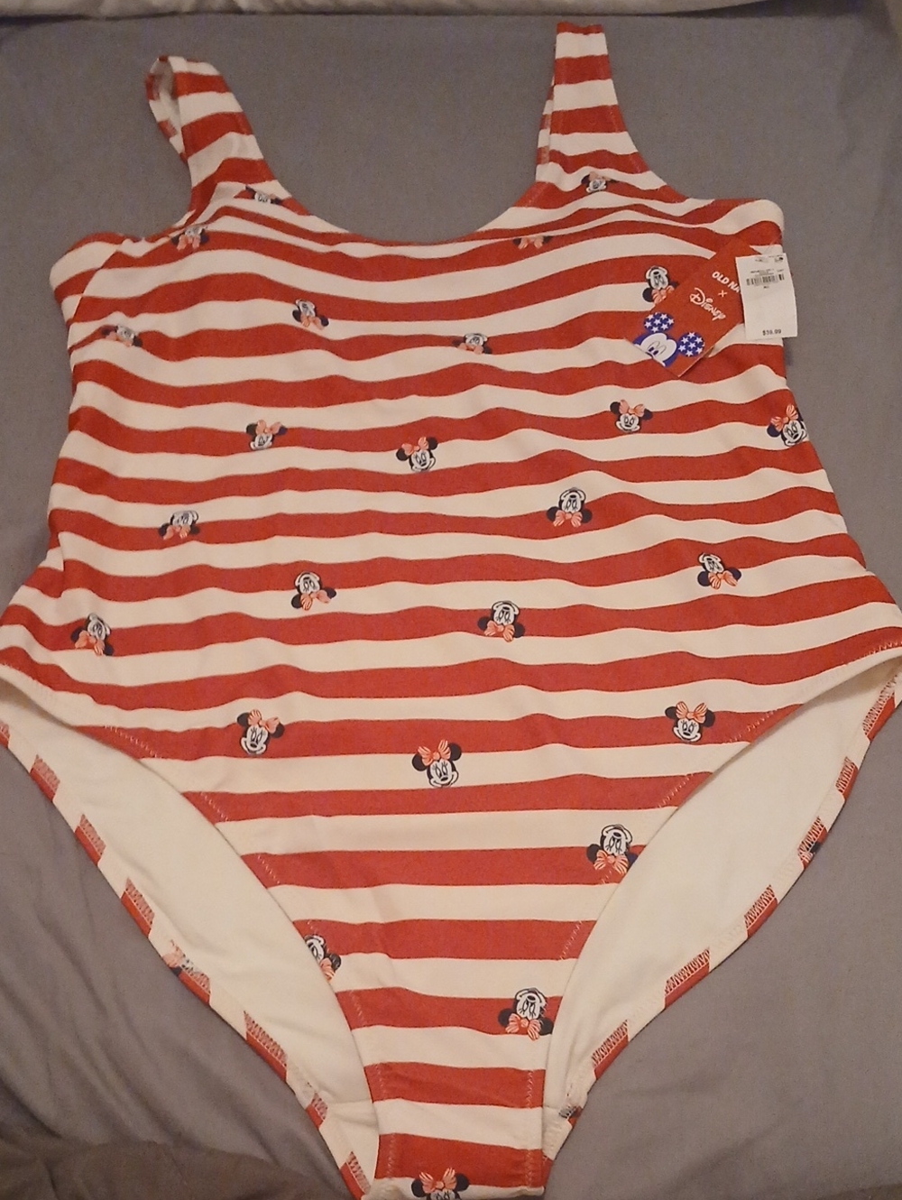 Old Navy Red and White Striped One-Piece Swimsuit